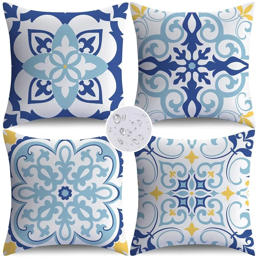 

Outdoor Pillow Covers 18X18 Set Of 4 Waterproof Outdoor Decorative Throw Pillow Covers Boho Sofa Couch Cushion Cases For Patio