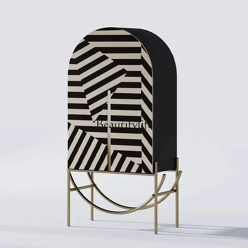 

LD6Italian zebra pattern chest decorative cabinet villa model side cabinet