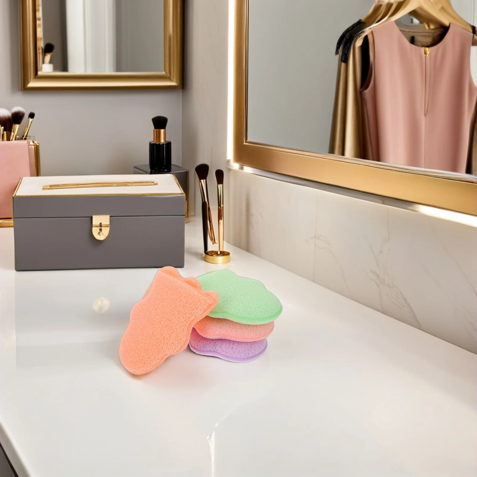 4pcs Face Scrubber Mitts Oversized Thickened Cotton Deep Pore Cleansing Makeup Removal Gentle For Sensitive Skin Quick Dry