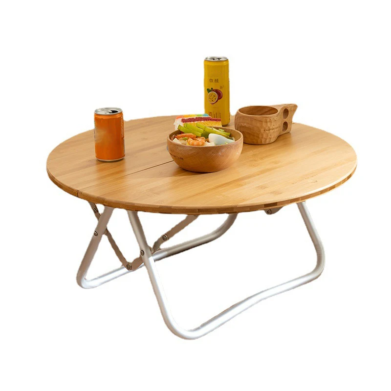 Garden Camping Table Tourist Table Outdoor Foldable Portable Picnic Bamboo Round Folding Desk Table Nature Hike