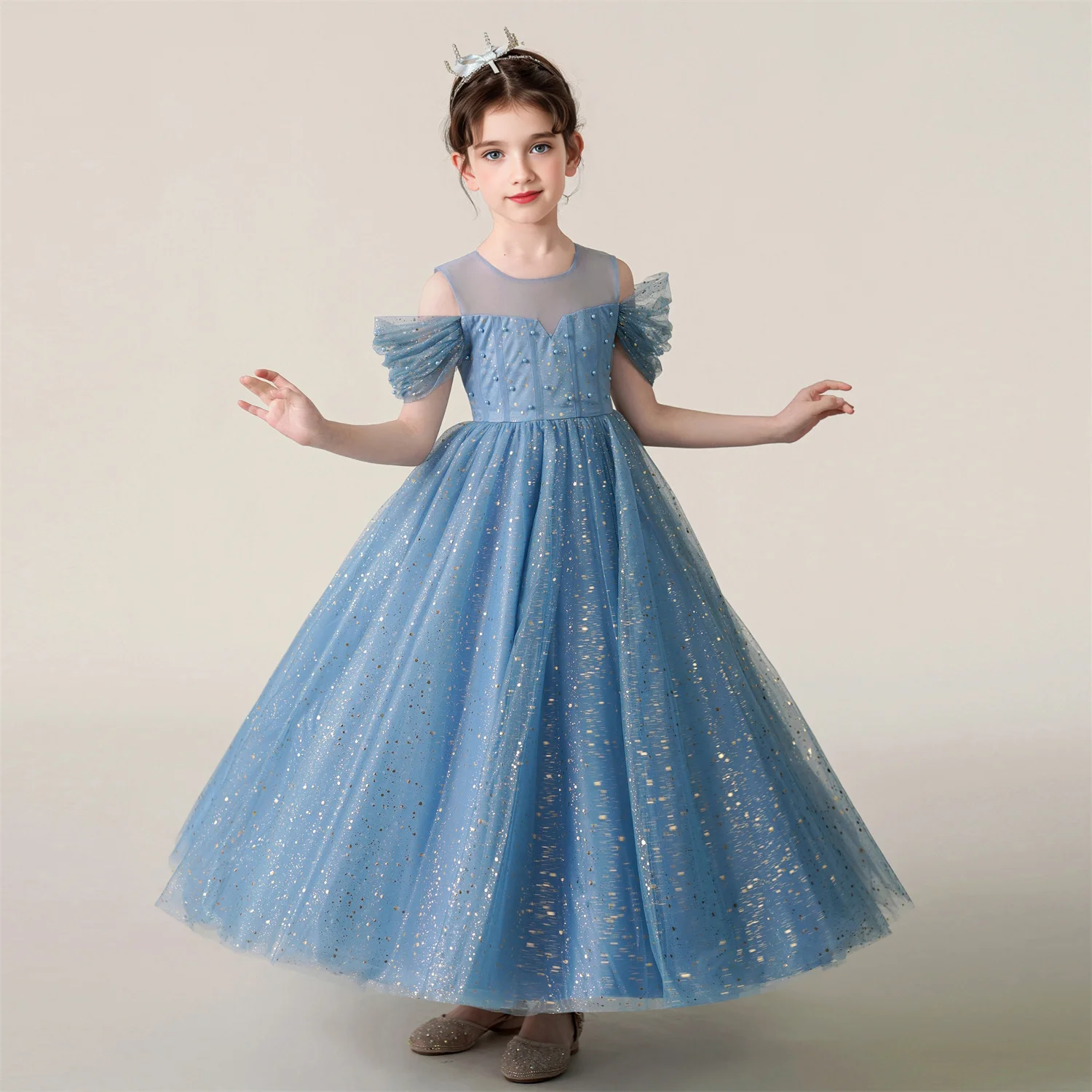 4-12Y Kids Dresses For Girl Clothes Lace Flower Ball Gown Girls Long Dress For Wedding Prom Party Dresses Teenage Girl Costume