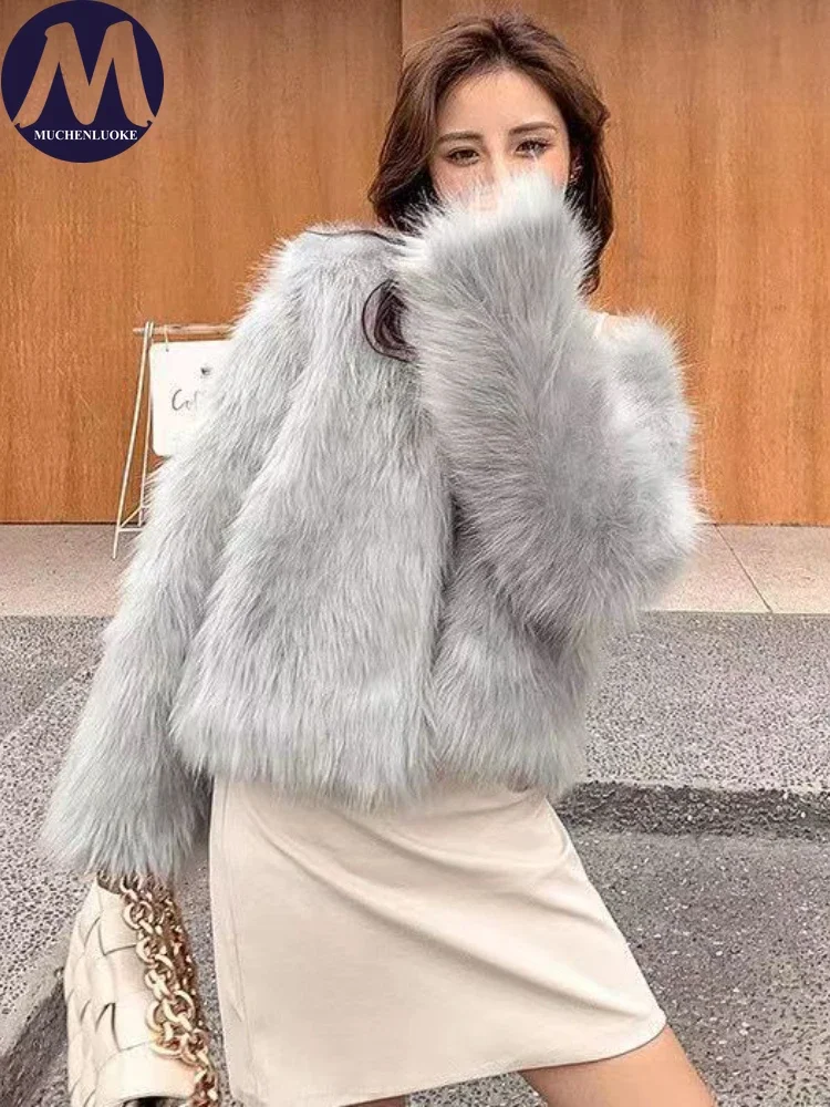 Damesbontjas Herfst Winter Nieuwe Koreaanse mode Imitatie van Vos Pluche warme jas Casual losse straattrends Damesjassen