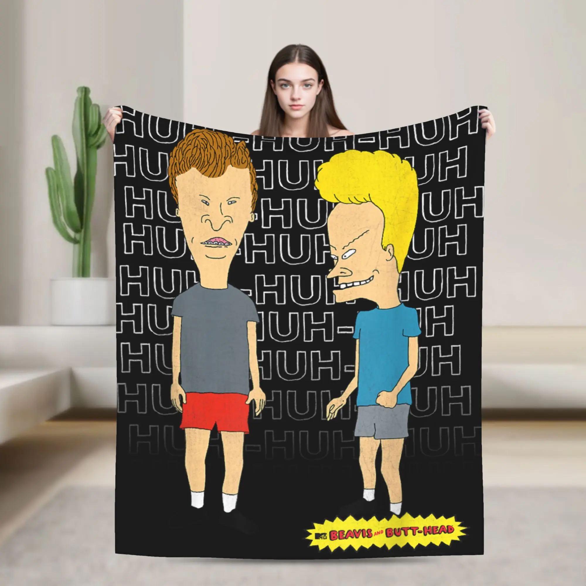 Beavis and Butt-Head Laughing Blanket  Picnic Flannel Throw Blanket For Home Decor Warm Design Quality Bedspread Gift Idea