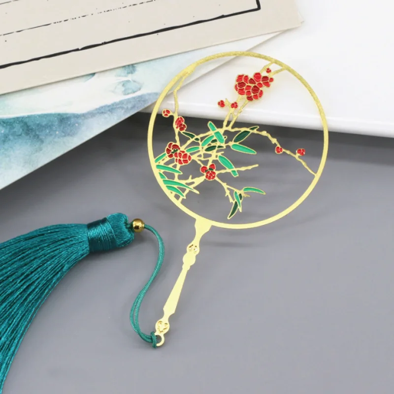 

1pc Kawaii Plum And Bamboo Bookmark Student Exquisite Study Office Portable Reading Stationery DIY Metal Decoration Supplies