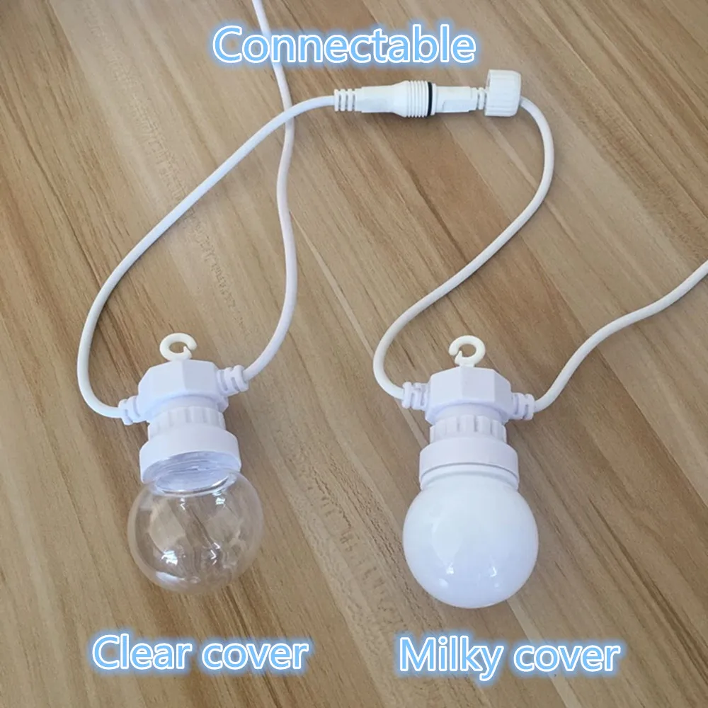 IP65 G50 White Cable Milky Ball String lights Indoor Outdoor Light String For Bar Wedding Garland Party Garden Decorations Wall