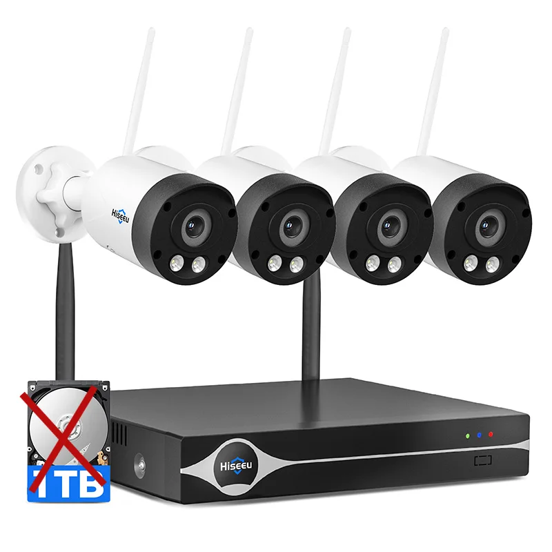 

Беспроводная система видеонаблюдения Hiseeu WK-4HBY08 4CH с камерами 8MP Ultra HD 4K, Wi-Fi, для внутреннего и наружного использования, цветное ночное видение, двусторонняя аудиосвязь, CCTV