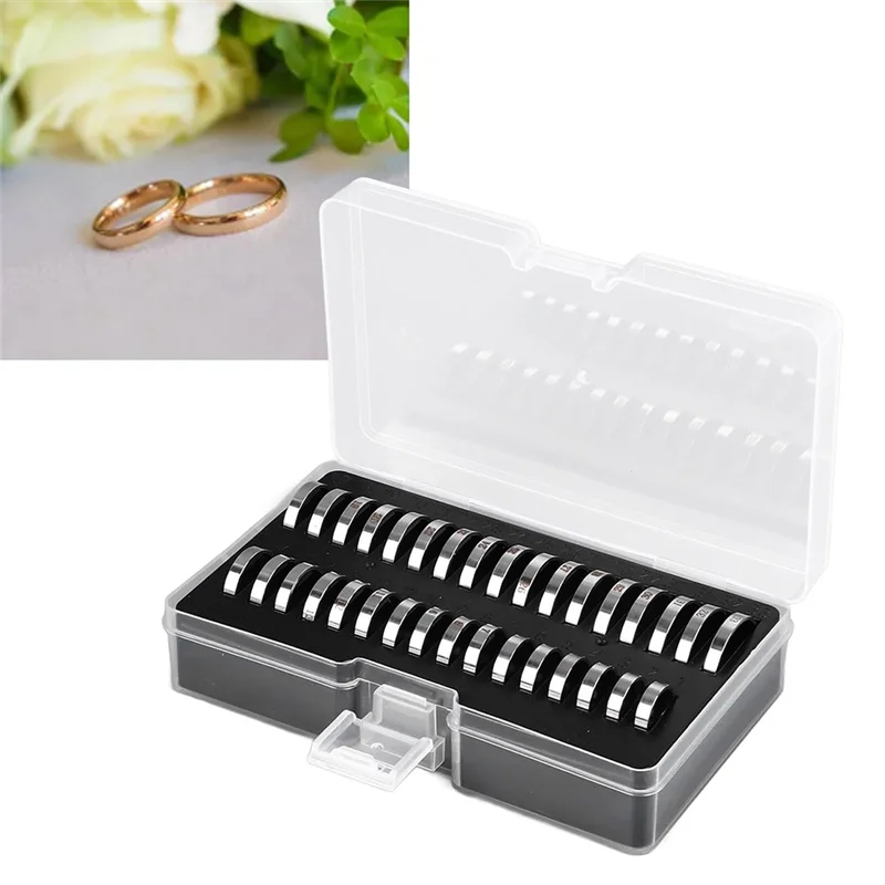 リングサイザーツール、リングゲージフィンガーサイザー測定リングツール33個リングサイザー測定ツールステンレススチールリングサイザー-ABLI