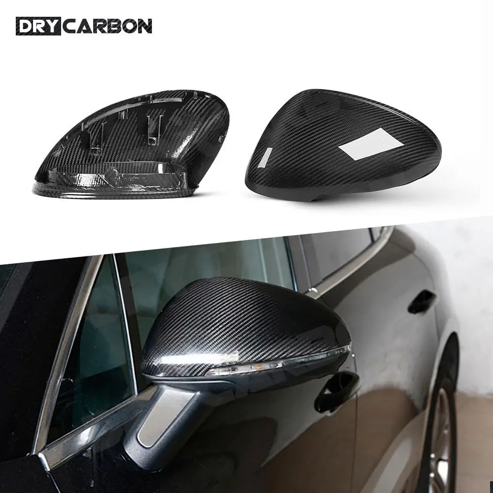 Door Side Rearview Mirror Cap Trim Shell Dry Carbon Fiber For Porsche Macan 95B 2014-2021 Mirror Cover Replacement Body Kits