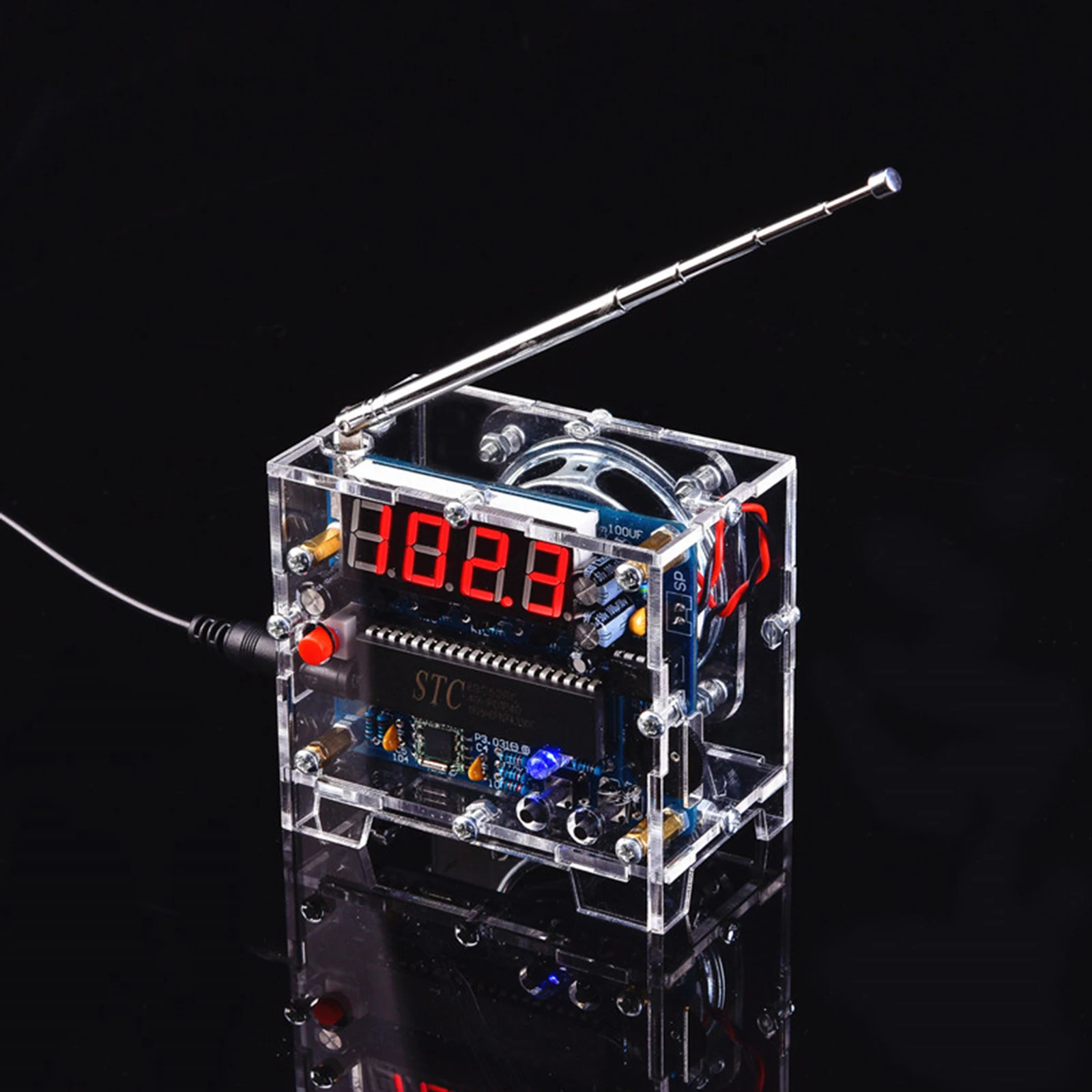 Acrylic Transparent Radio DIY Kit 87MHz-108MHz Mini FM Radio Receiver DC LED Digital Display