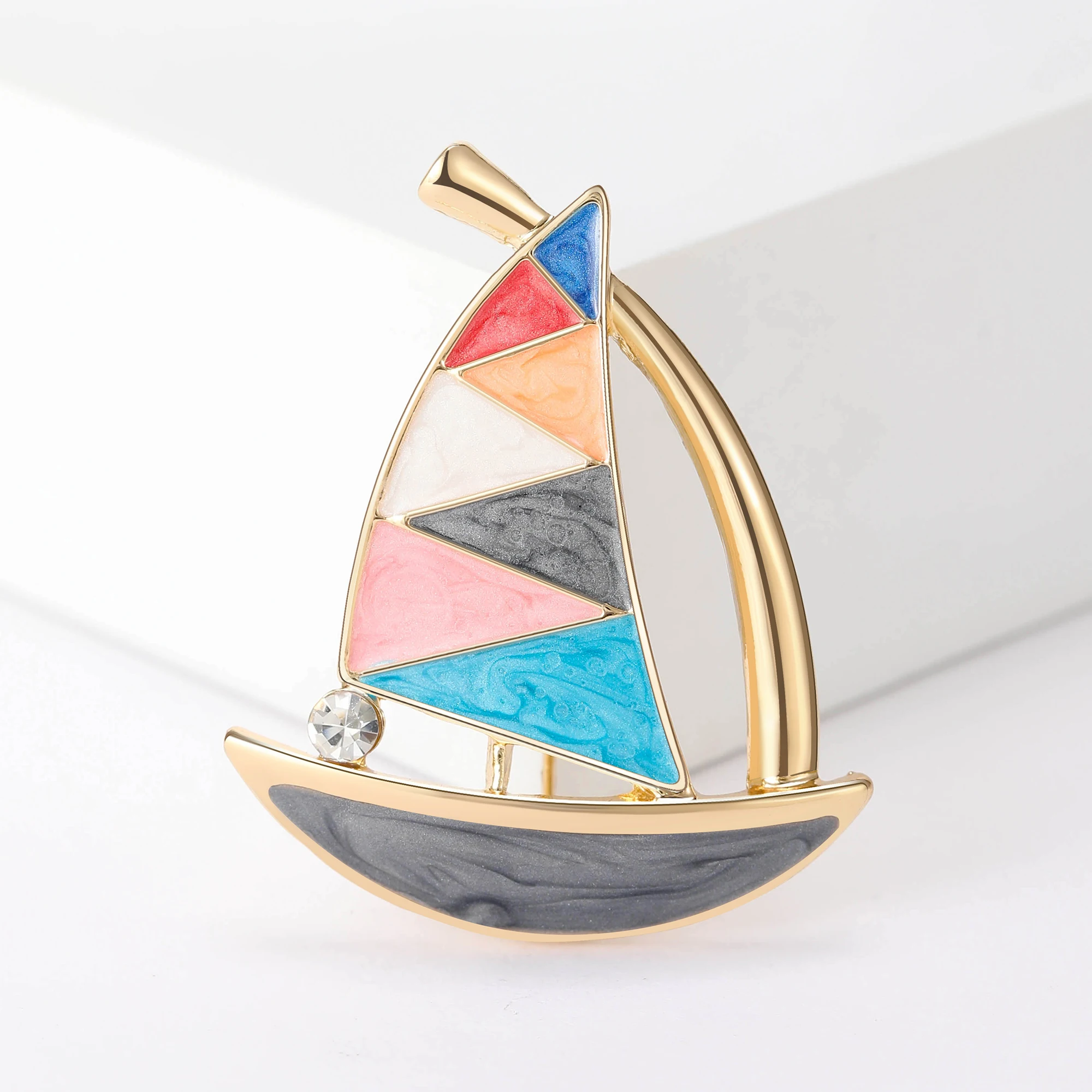 StarryGem Wholesale Enamel Boat Brooches for Women Unisex Sailboat Pins Office Party Friend Gifts Accessories