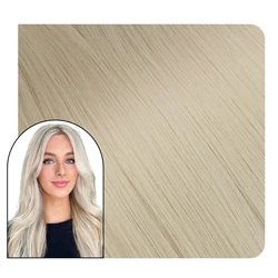 [Virgem] Extensões de cabelo de trama virgem invisível Genius Platinum Blonde sem costura Extensões de cabelo de trama híbrida virgem de cutícula completa