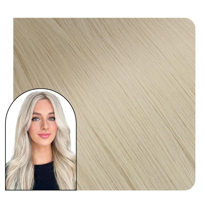 [Virgin] Invisible Virgin Genius Weft Hair Extensions Platinum Blonde Seamless Full Cuticle Virgin Hybrid Weft Hair Extensions