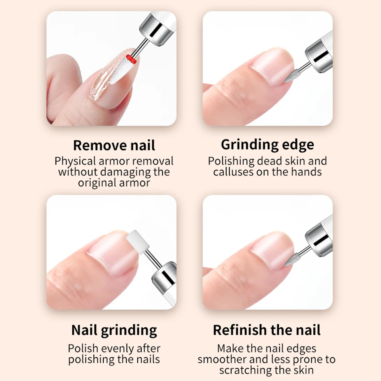 Electric Nail Polisher Drill Bits Professional Nails Grinding Polishing Dead Skin Removal Art Sanding File Pen Manicure Machine