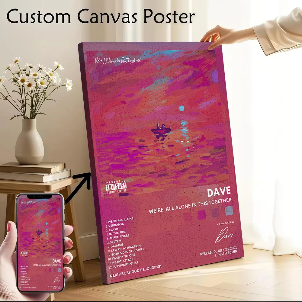 Dave - We're All Alone Together Album Canvas Poster Customizable Pictures Wall Art Canvas Painting for Interior Decoration Room