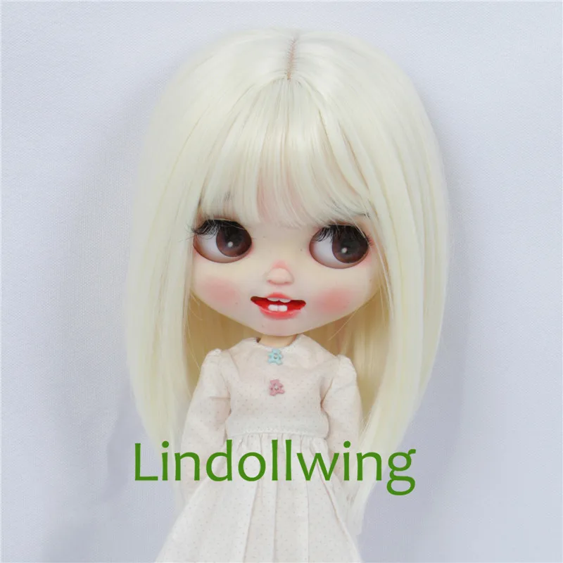 

9-10 inch Blyth Qbaby Amydoll Wig Short Straight Light Blonde Hair