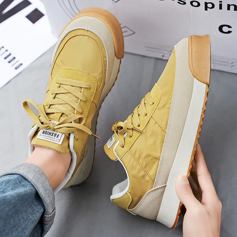 Hot sale Breathable Casual Shoes Men Harajuku Style Sneaker Fashion Yellow Men\'s Sneakers 2024 Platform Walking Sports Shoes Men