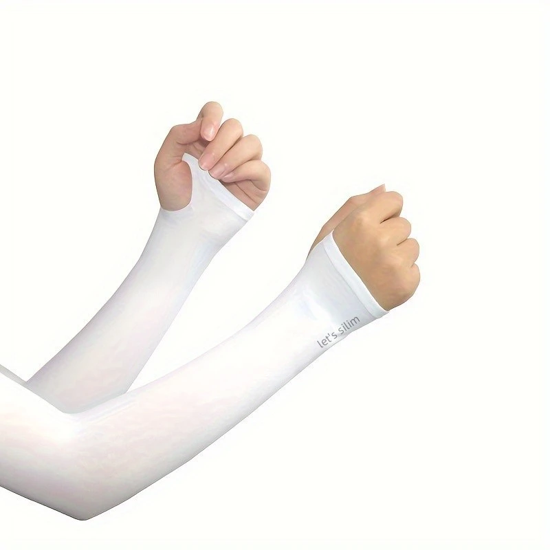 2 أزواج الذراع الشمس حماية أكمام أذرع تبريد مع ثقوب الإبهام الصيف في الهواء الطلق ركوب القيادة واقي للذراع غطاء للأكمام اليد للرجال والنساء #5