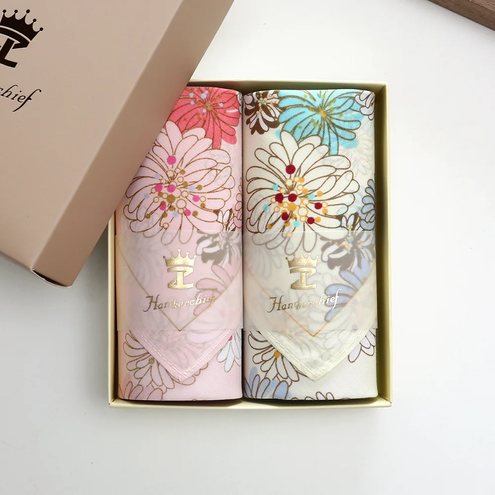 43cm Japanese Style Floral Cotton Handkerchief, Breathable