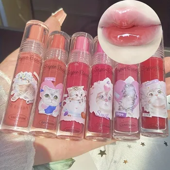 6 가지 색상 립 글레이즈, 반짝이는 광택 이슬 마감 젤리 입술, 오래 지속되는 얼룩 방지 립 글로스, 플럼핑 립 틴트 