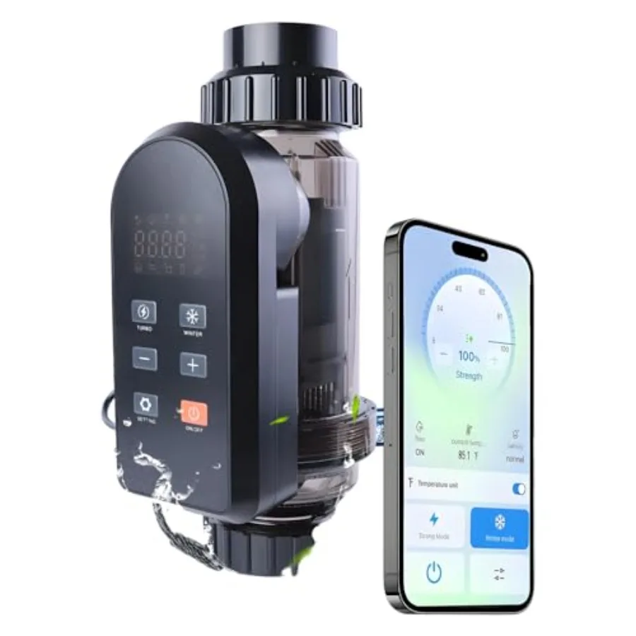 

Inground pool saltwater chlorinator system, titanium cell with smart app control, silver-gray finish, up to 40, 000-gallon capa
