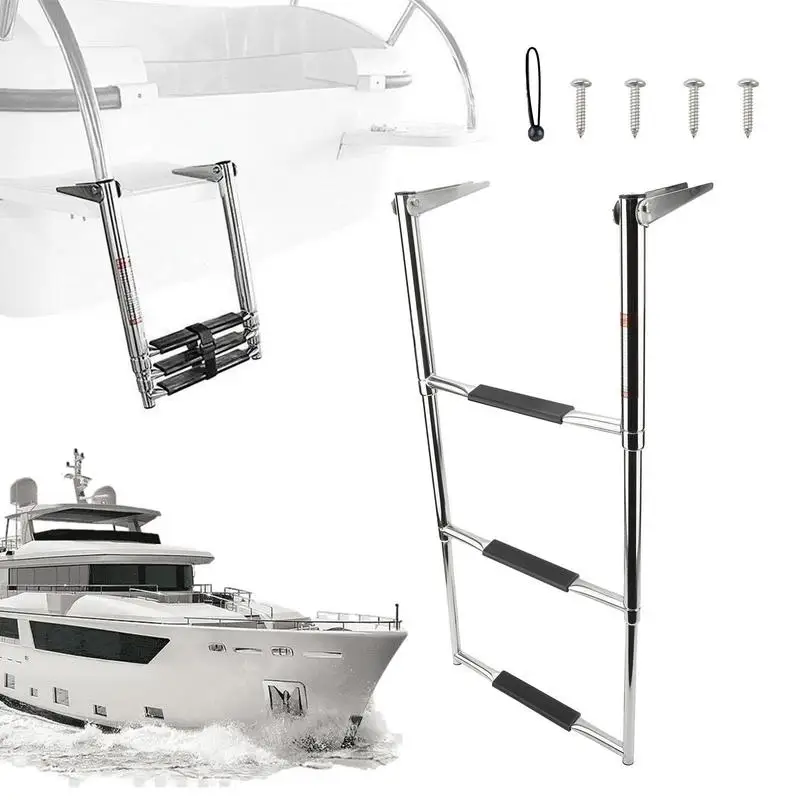 Under Platform Ladder Stylish Boarding Ladder For Swimming Pool Boat Deck And Marine Yacht Telescopic Stainless Steel Boat Ladde