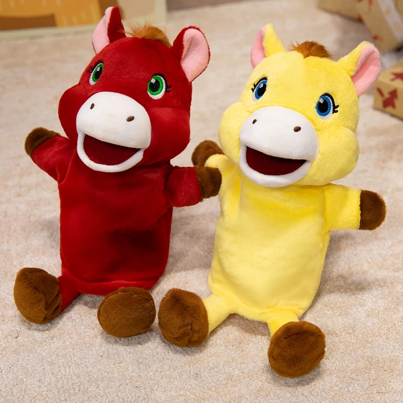 Kawaii Horse Hand Puppets Stuffed Plush Animals Toys Hand Finger Story Puppet Dolls Educational Baby Children New Year Gifts