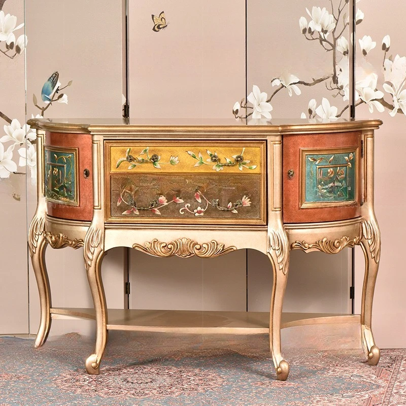 cabinet, semi-circular locker, European painted foyer cabinet, French light luxury partition small apartment