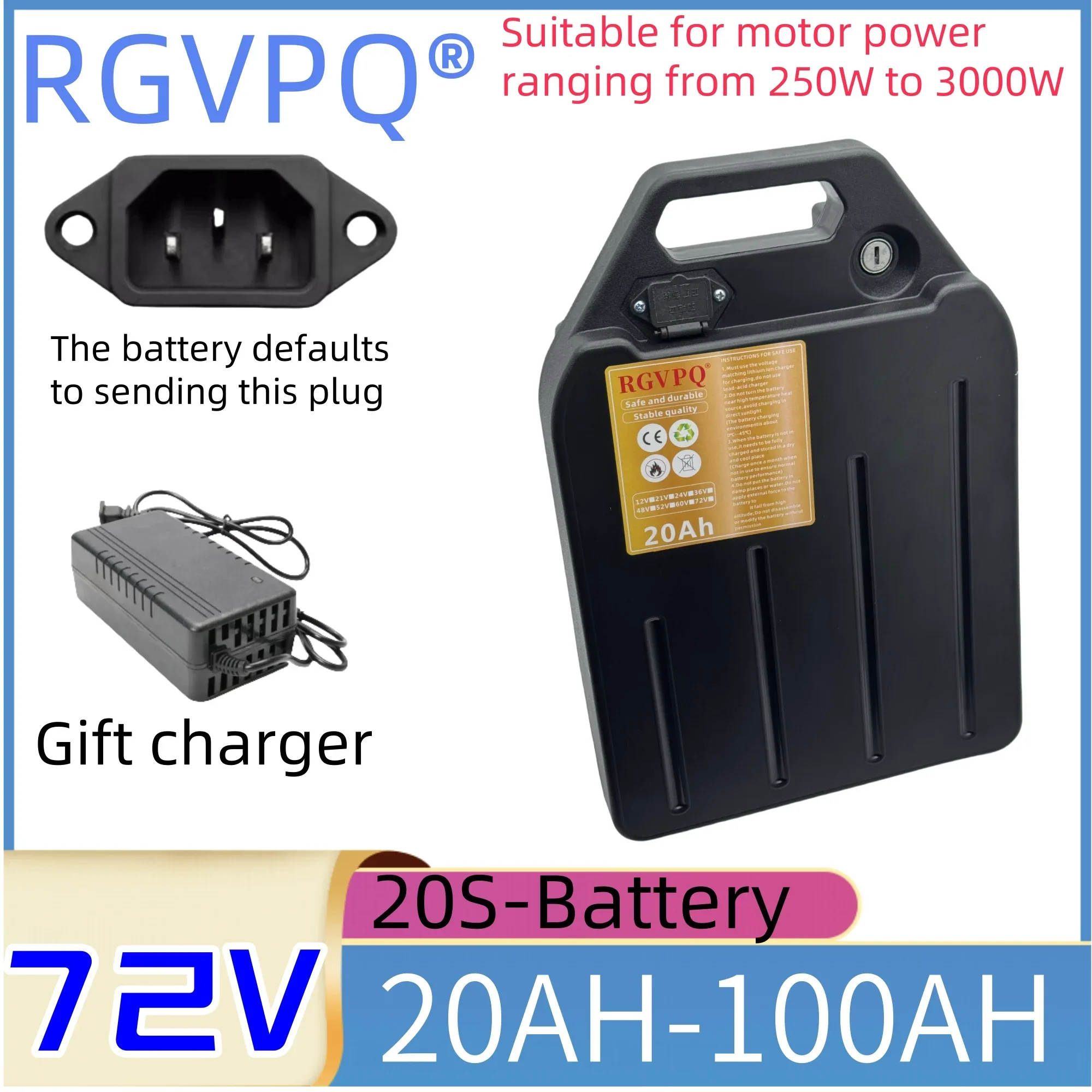 

Air fast transportation，Send within 24 hours，72V100AH，18650 lithium battery，Lithium battery pack，Suitable for motors below 3000W