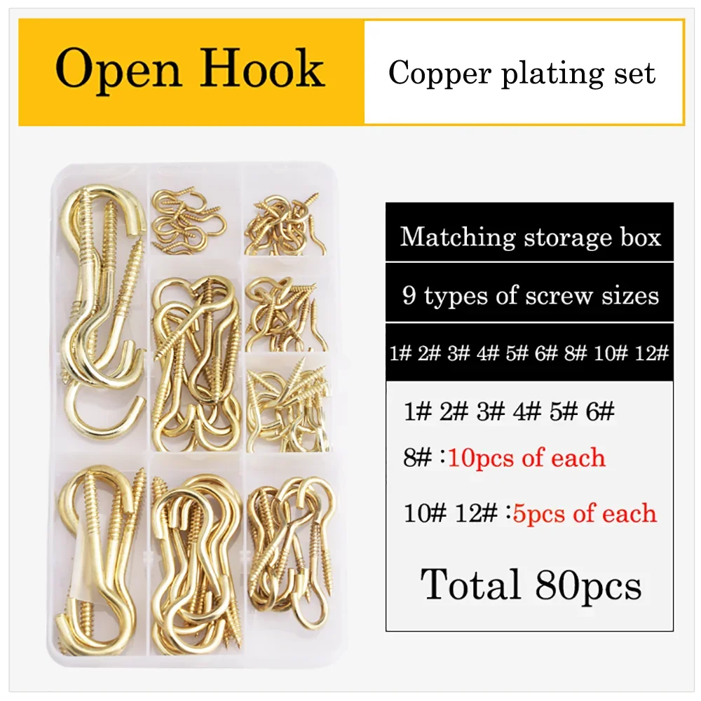 

Ring Question Mark Hooks Closed Sheep Eye Hook Screws Self-Tapping Screw Set For Wood Securing Steel Blue Zinc Copper Plating