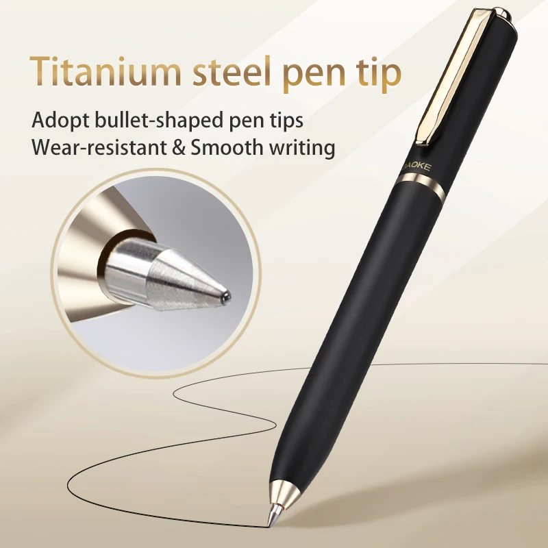 BAOKE BK123 Caneta de rolo líquido retrátil de 0,5 mm Clipe de metal Ponta de bala Tinta preta Seis cores de barril
