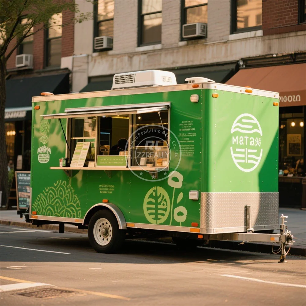 

Mobile Food Truck Full Kitchen Concession Ice Cream Cart Mobile Kitchen Usa Standard Snack Cart Food Trailer