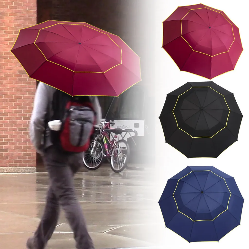 

Windproof Double Layer Resistant Umbrella Fully Rain Men Women Strong Luxury Business Male Large Parasol Sun Umbrella Outdoor