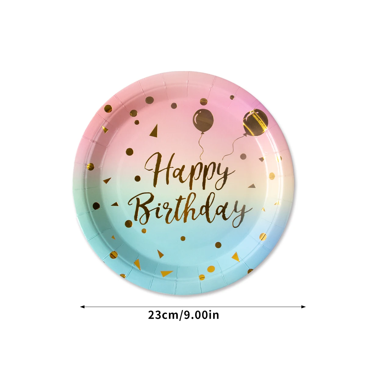 Rainbow gold dot happy birthday print Tableware Gradient Color Paper Plates Napkin cup Girls 1st 2nd 3nd Birthday Parties decor