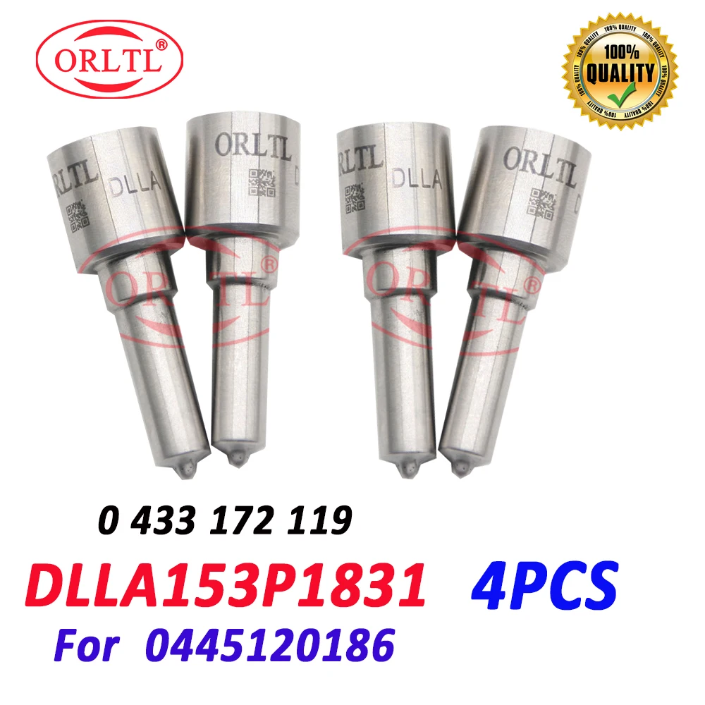 4 PCS DLLA153P1831 ORLTL Diesel Injector 0445120186 0433172119 Nozzle DLLA 153 P 1831 for MAN VW 51101006115 0 445 120 186