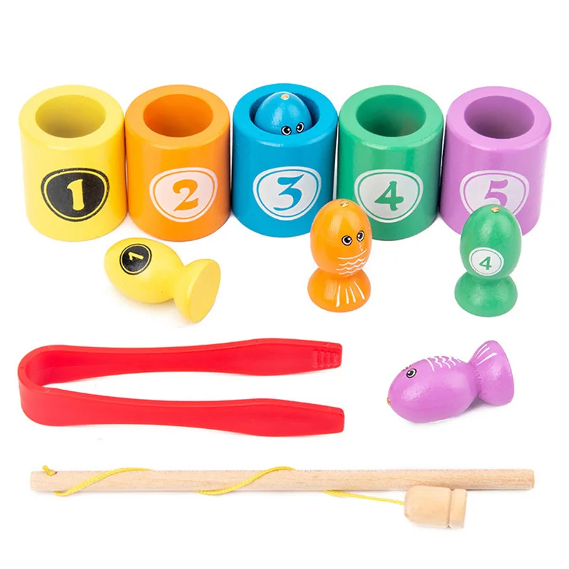 

New Kids Montessori Toys Wooden Magnetic Fishing Set Number Color Matching Game Early Learning Educational Toys for Children
