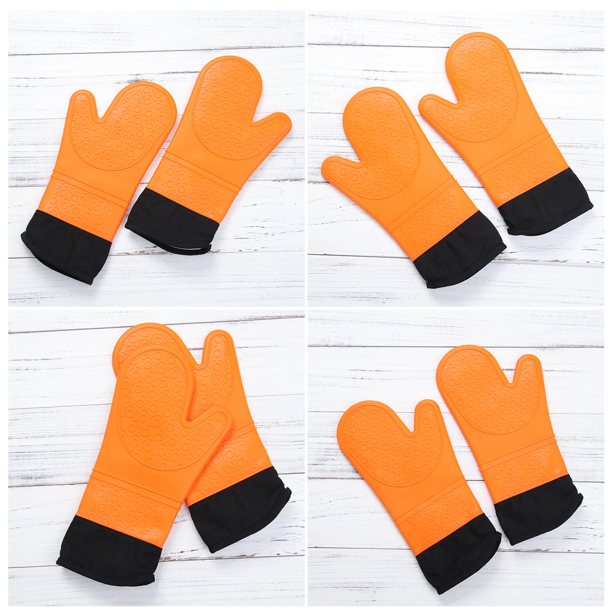

2 Pc Heat Insulation Anti- Oven Cooking Mitts Proof The Circle Grill Resistant Grilling