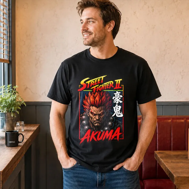 Akuma Street Fighter T shitr Cool Anime Gamer Gift 0813 Retro Arcade Fighting Game Tee Hadouken World Warriors Unisex Top S-6XL
