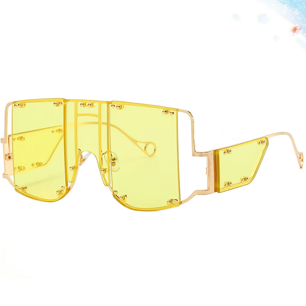 

1pc Punk Sunglasses Yellow Creative Shaped Lightweight Party Glasses Durable Fun Photo Prop For Dance Party Decoration Stylish