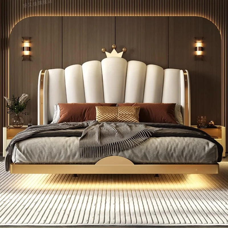 Princess Luxury Suspended Crown Bed Frame Girls Luxury Modern Villa Comferter Bed Queen Size Cama De Casal Bedroom Set Furniture