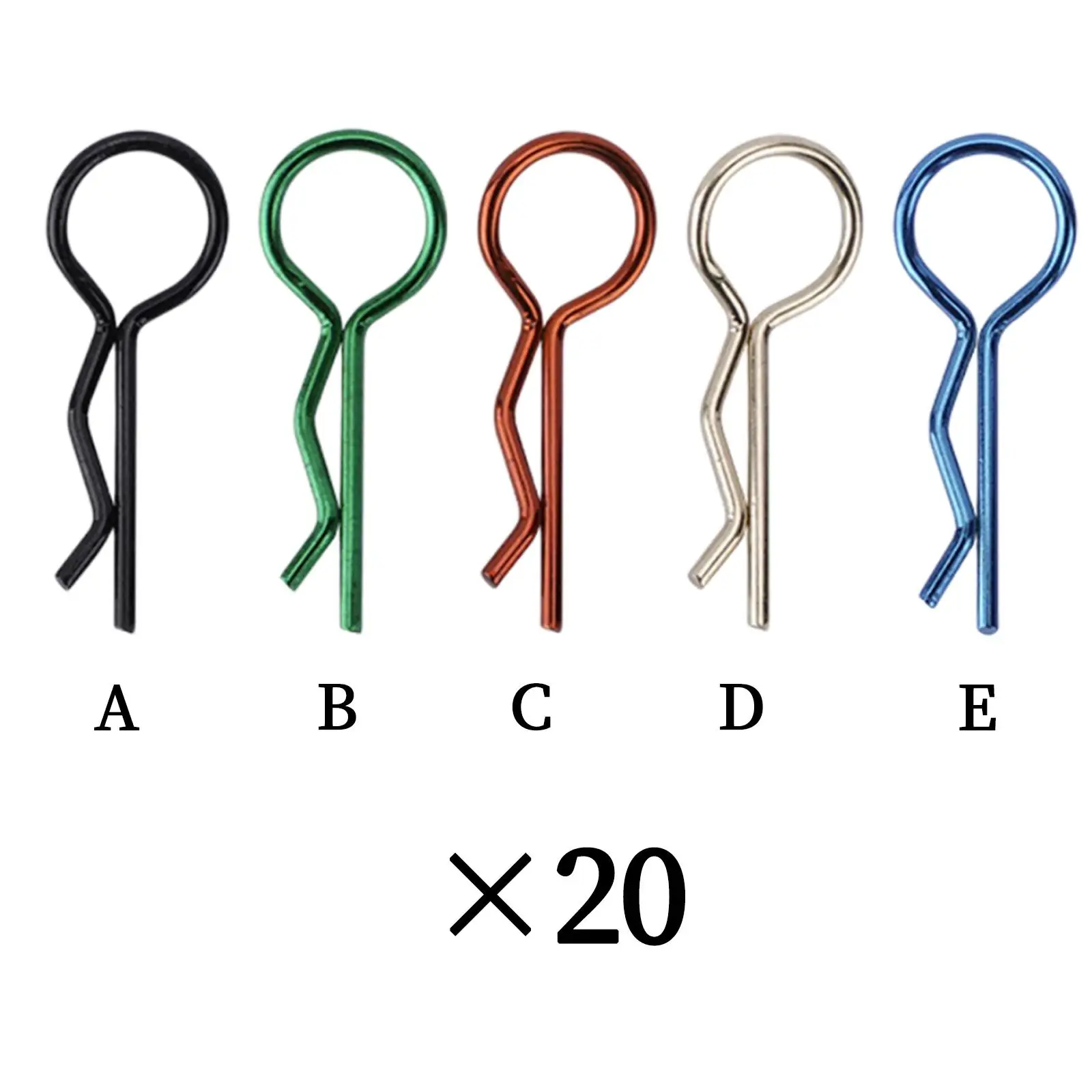 

20x RC Car Body Clips R Pins Universal Body Shell Pin for 1:6 1:8 RC Car Crawler Buggy Truck Replacements Spare Parts Accessory