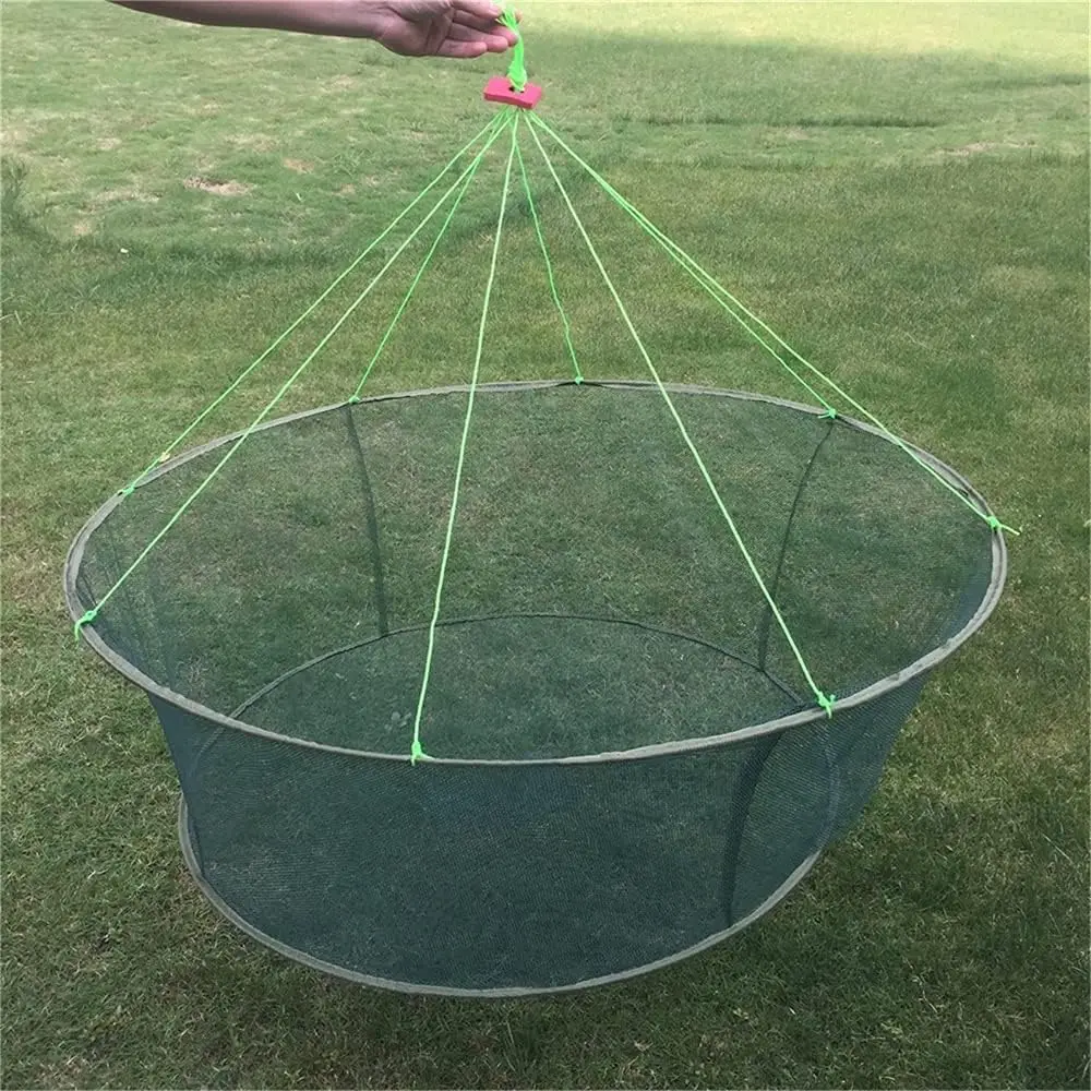 Neues faltbares Fischernetz 80/100 cm – Handwurfnetz mit lockerem Rand zum Fangen von Fischen, Garnelen, Krabben, Kleinfischen & Hummern – Krabbennetze – Detail 5