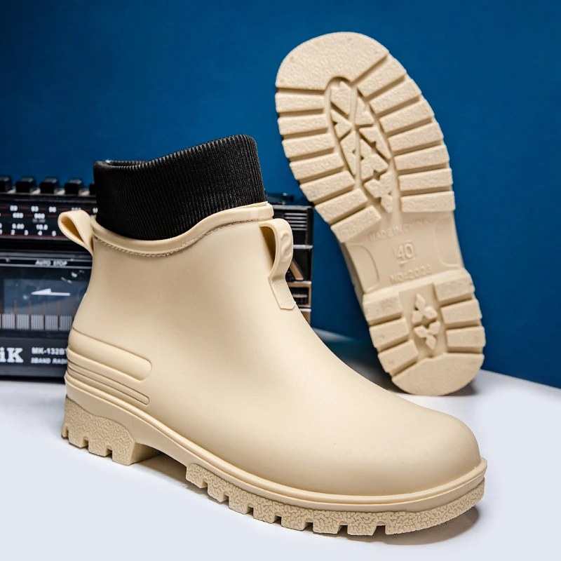 

Мужские водонепроницаемые легкие резиновые сапоги на подкладке Fce, теплые нескользящие износостойкие зимние непромокаемые сапоги большого размера 47, зимние