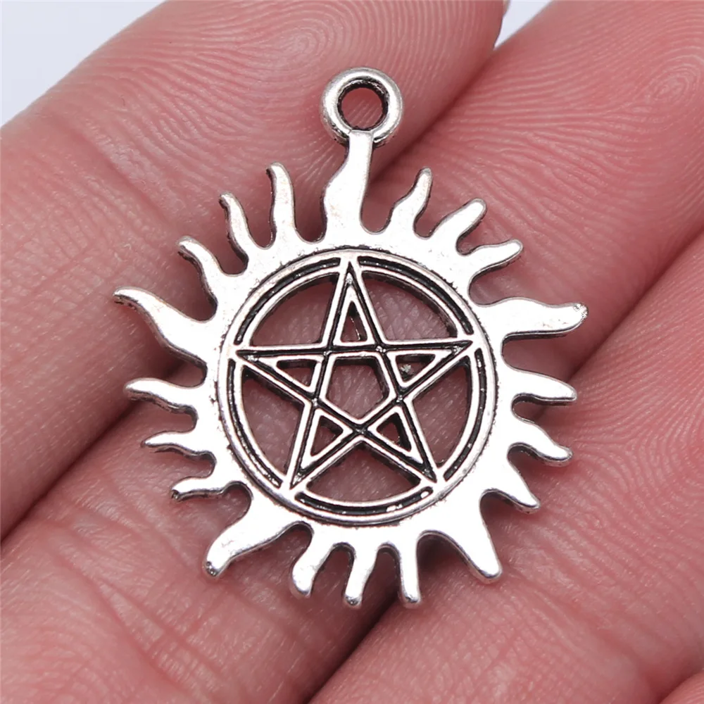 10 sztuk Charms czarownica gwiazda Pentagram tybetański brąz srebrny kolor wisiorki antyczne tworzenie biżuterii DIY Handmade Craft wisiorek — zdjęcie 6
