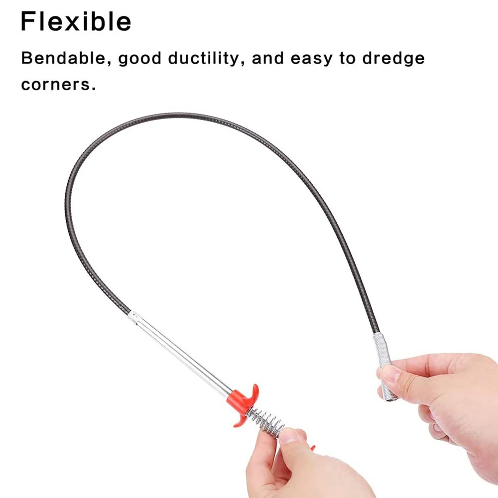 60cm Flexible Sewer Pipe Unblocker Snake Spring Pipe Dredging Tool Kitchen Bathroom Sewer Cleaning Tool Kitchen Accessories