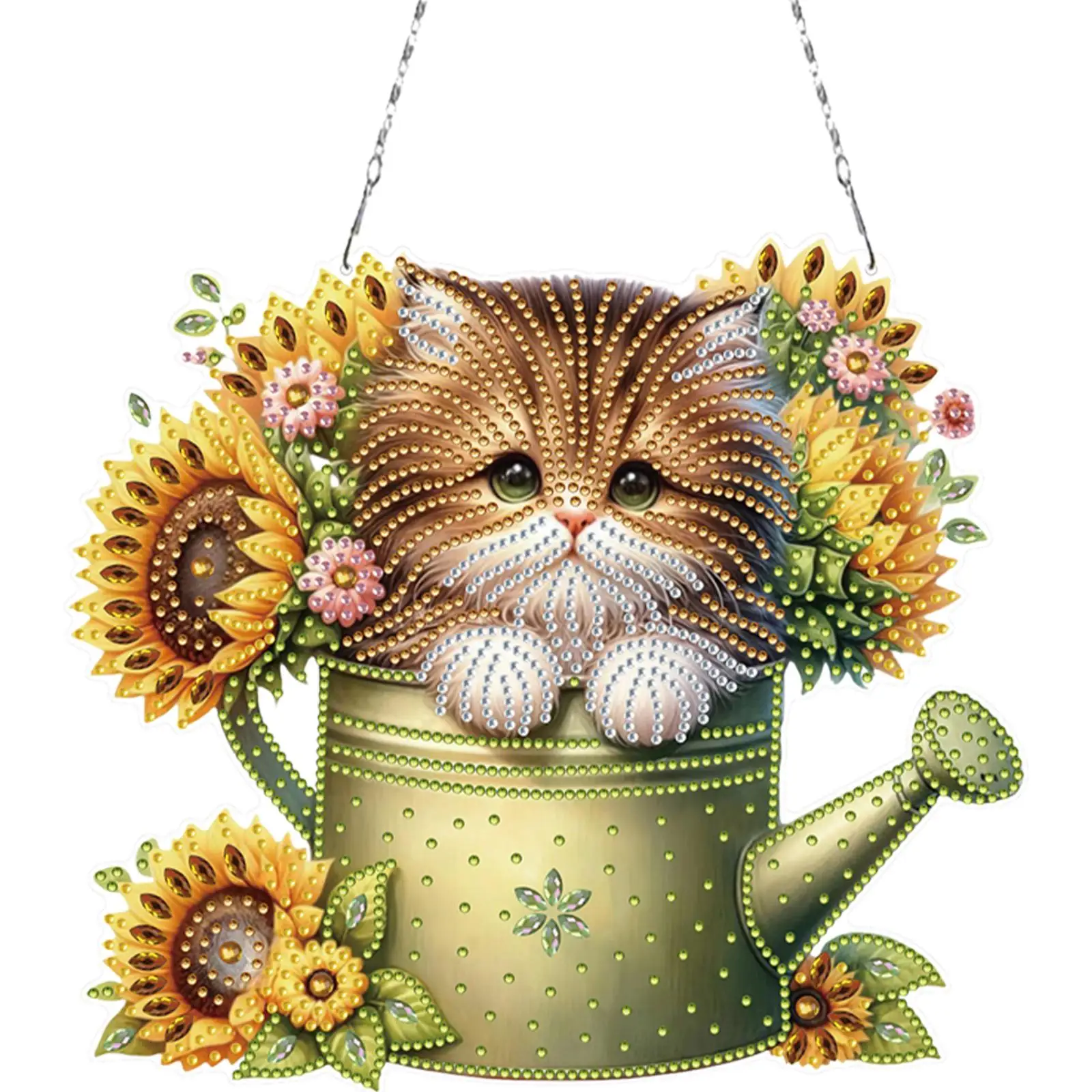 

2D плоский DIY-подвес с алмазной мозаикой для декора окна и дома (Кот в чайнике)