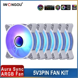 Wentylatory PC 120mm Rgb Ar12pro Branco Case chłodnice wentylator Argb 5 v3pin Aura Sync IWONGOU obudowa gry komputerowe Ventoinha komputerowy wentylator chłodzący