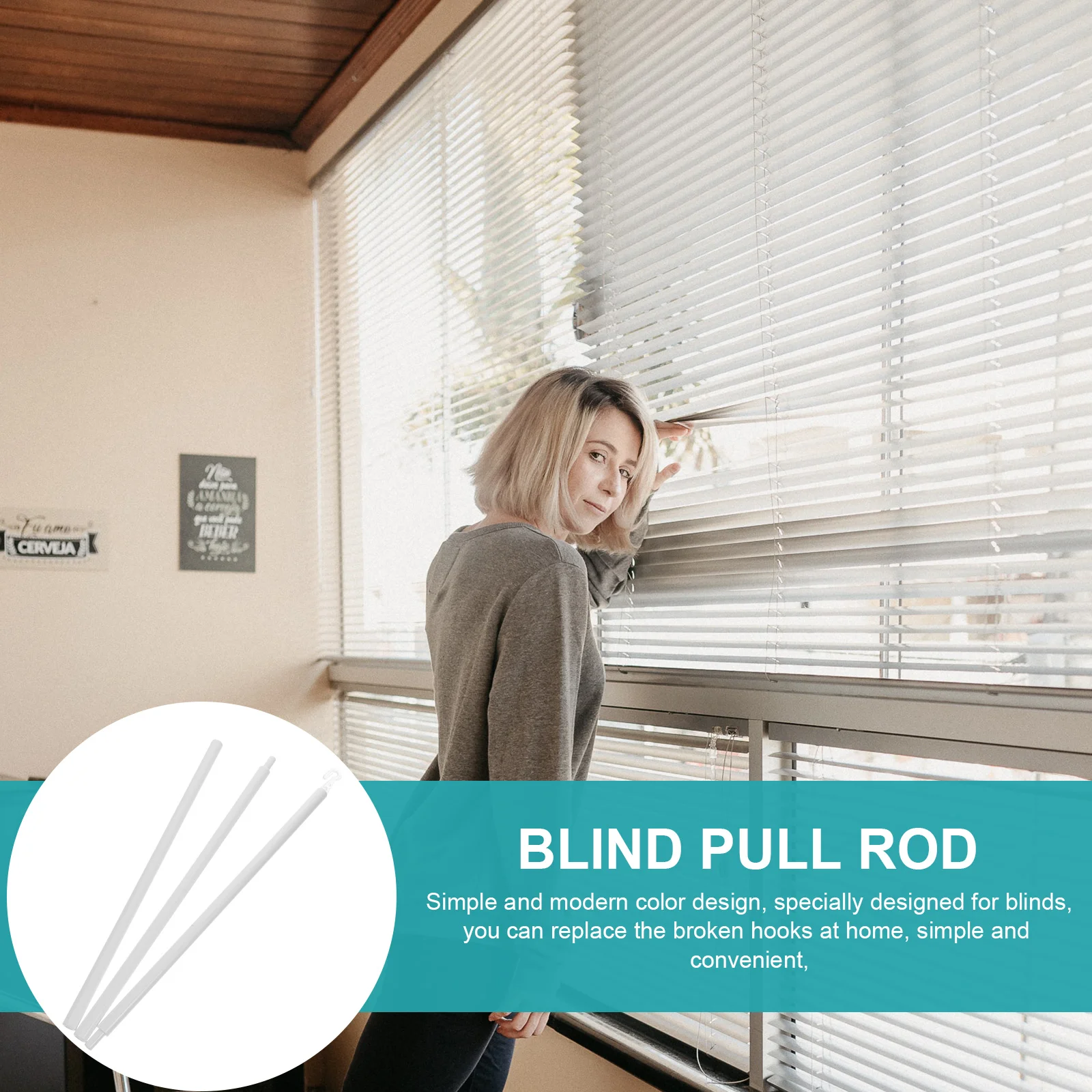 Shutter Rotary Rod Blind Pull Wand with Hook Parts Vertical Repair Outdoor Window Shades