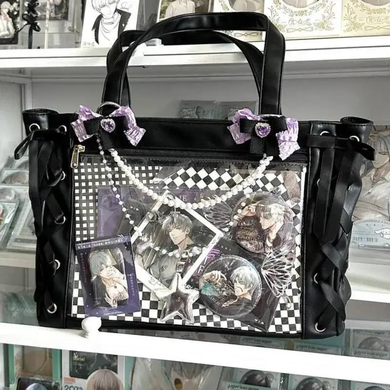 Bloom Transparent Green Ita Women Haruku Aesthetic Bow Large Capacity Tote Bag Ladies Sweet Cute Shoulder Bags Chic