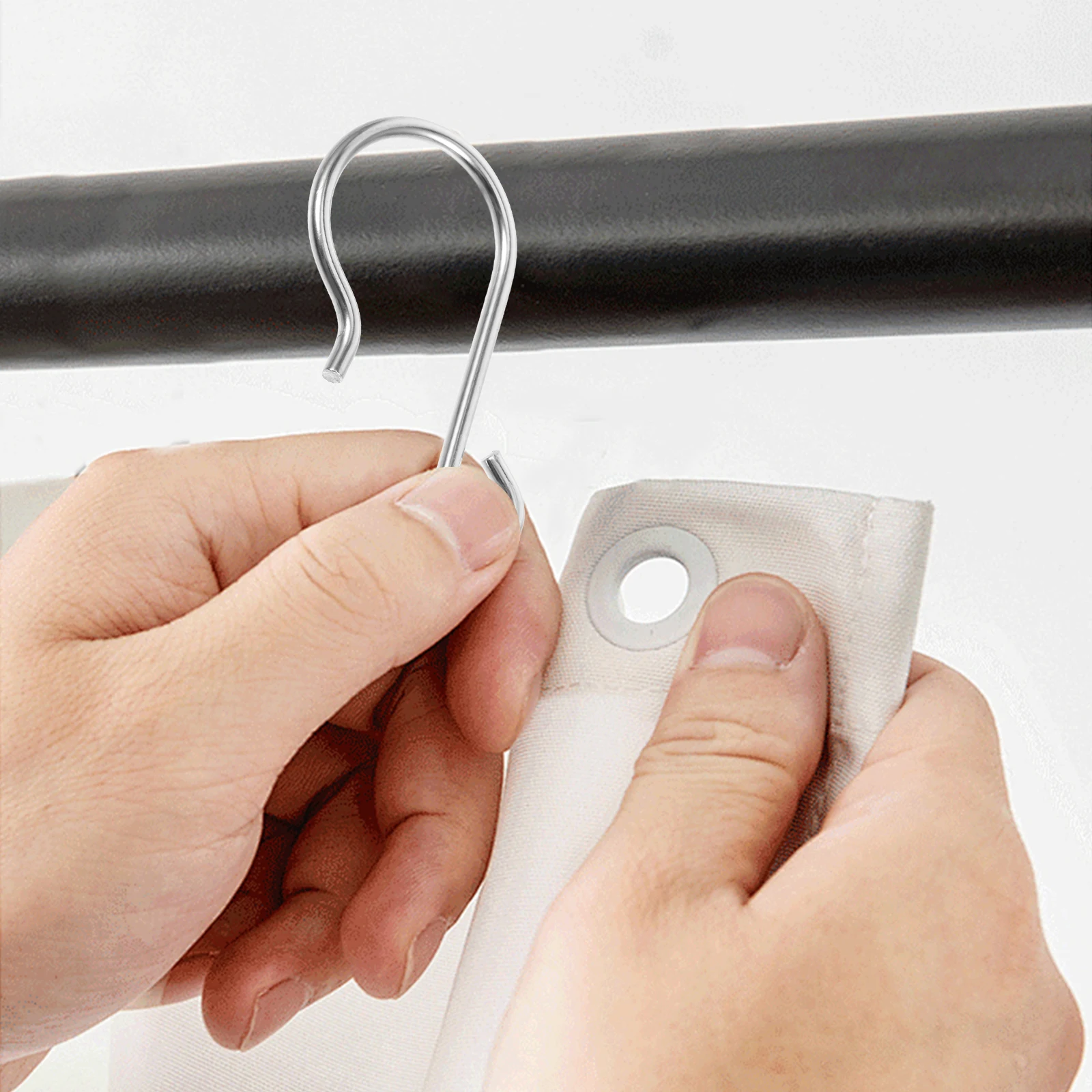 

100pcs Stainless Steel Hooks Heavy Duty S Hook Curtain Track Rollers Drapery Hangers Space Saving Versatile Practical