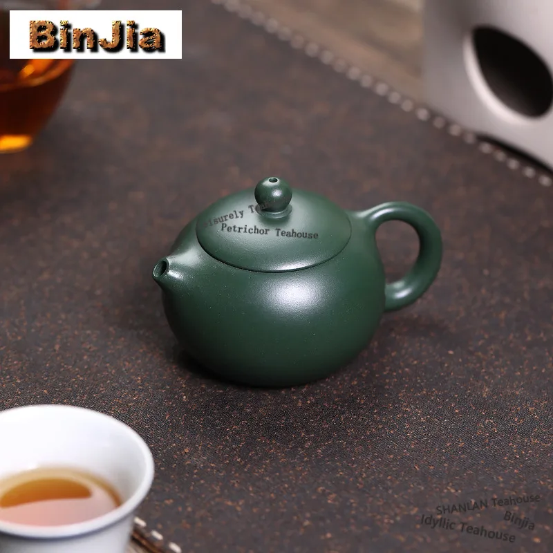 

100ml Antique Yixing Purple Clay Teapots Handmade Xishi Pot Raw Ore Green Mud Kettle With Infuser Zisha Tea Set Decoration Craft